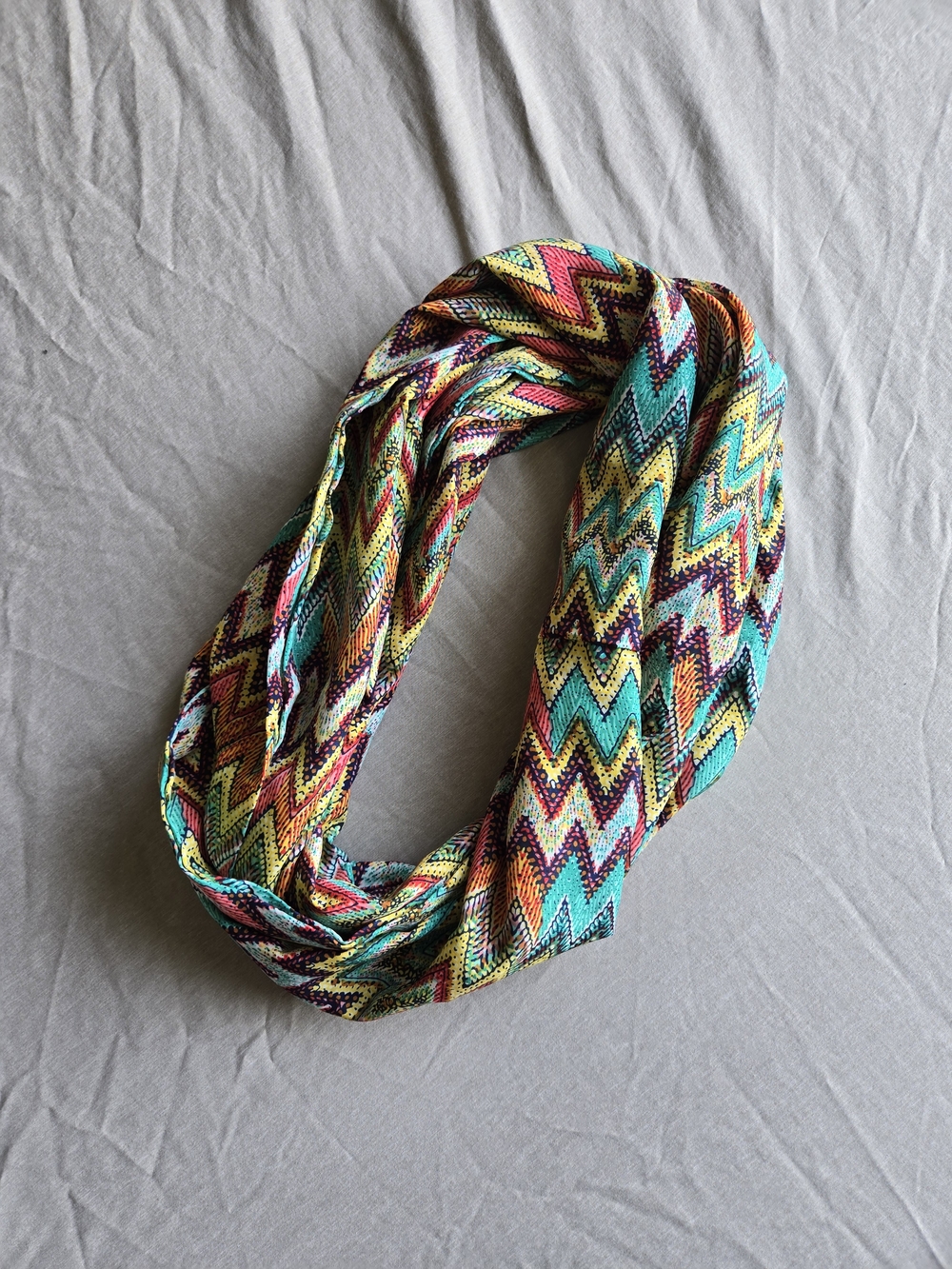 Multicolor Chevron Infinity Scarf - Bright Zigzag Loop